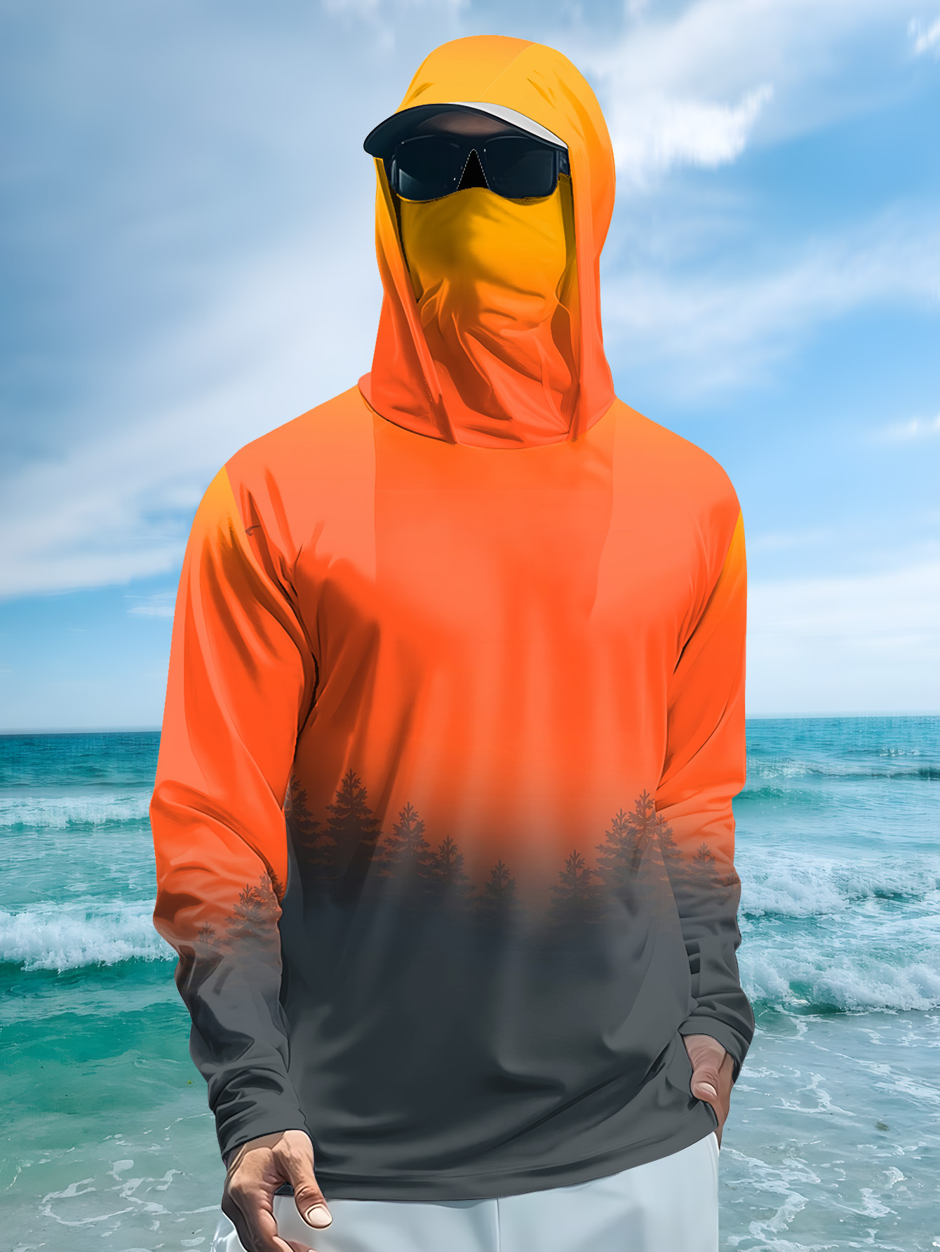 هودي رجالي مطبوع بتصميم الغابا - مراجعة Fishing Hoodie وسعره